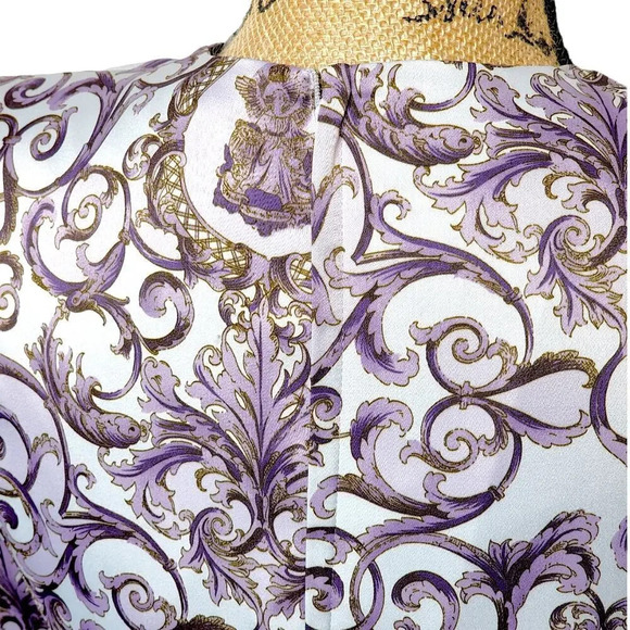 MARRY ME Vintage Women's Regal Shawl Satin Pencil Dress Size Medium Purple - Picture 5 of 15